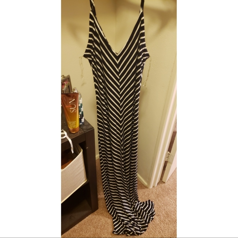 Black and white striped maxi